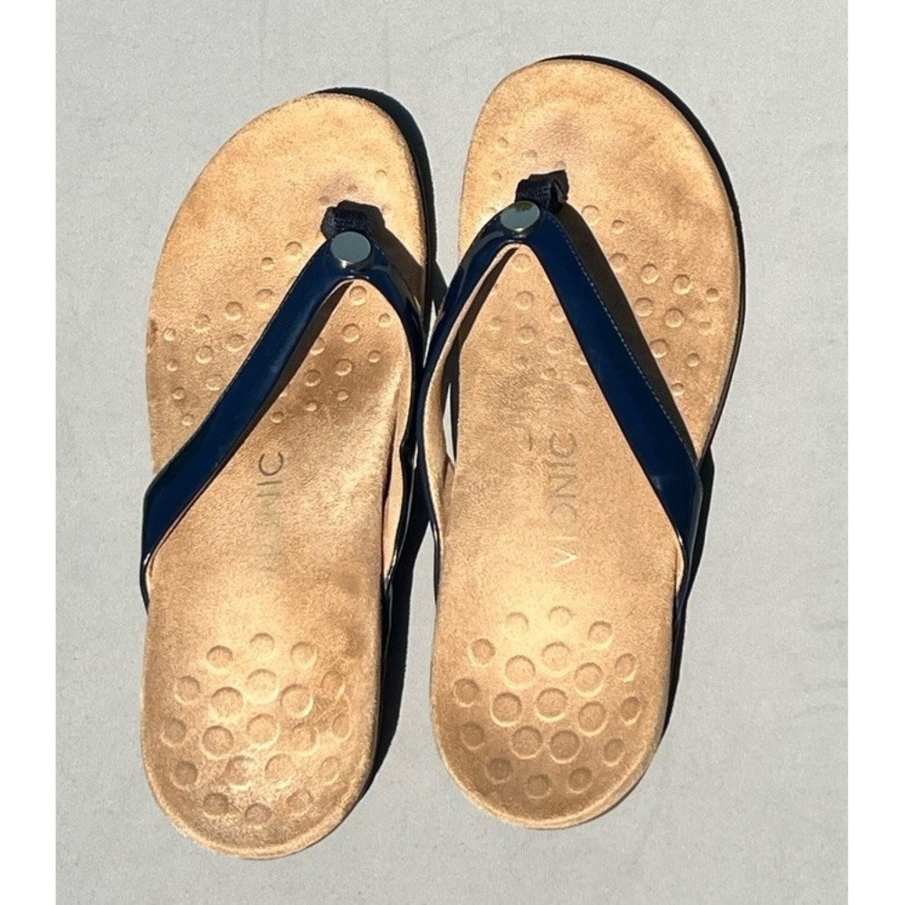 Vionic Sandal‎ 8 Flip Flops Thong Toe Post Mona Navy Blue Beach Vacation Costal